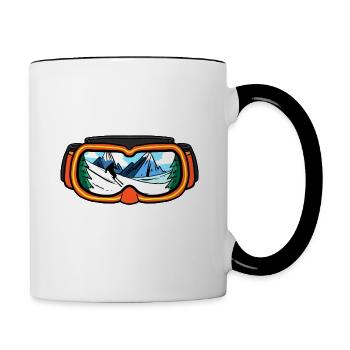 Skier Skifahren Brille Berg Wintersport Ski - Tasse zweifarbig - Weiß/Schwarz - Rechts