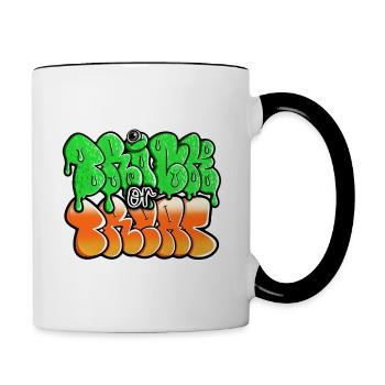 truc ou traiter le motif d’Halloween - Mug contrasté - blanc/noir - Droite