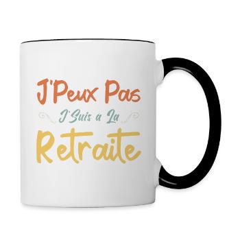 J'peux Pas J'Suis à la Retraite - Mug contrasté - blanc/noir - Droite