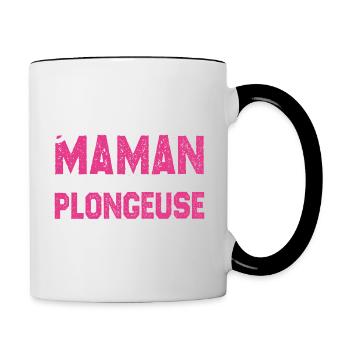 J'ai deux titres maman et Plongeuse. Cadeau Maman - Mug contrasté - blanc/noir - Droite