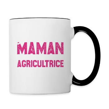 J'ai deux titres maman et Agricultrice.CadeauMaman - Mug contrasté - blanc/noir - Droite