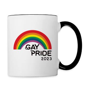 Gaypride 2023 Rainbow - Tasse zweifarbig - Weiß/Schwarz - Rechts