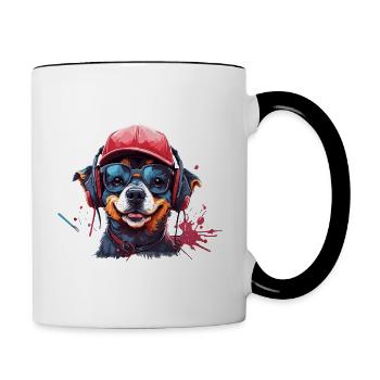 Dog Animal Art I Cool Cute Dog - Contrasting Mug - white/black - Right