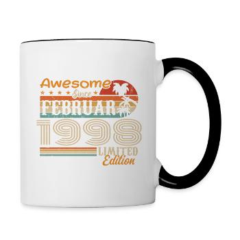 Geburtstag Vintage Geschenkidee Februar 1998 - Tasse zweifarbig - Weiß/Schwarz - Rechts