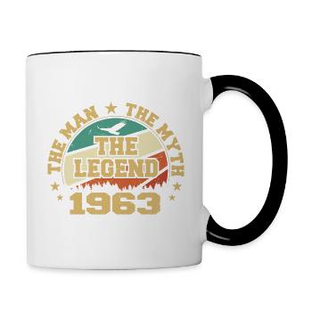 1963 Geburtstag geboren im Jahr 1963 Retro Vintage - Tasse zweifarbig - Weiß/Schwarz - Rechts