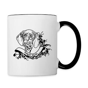 Magyar Vizsla an Retro Banner - Tasse zweifarbig - Weiß/Schwarz - Rechts