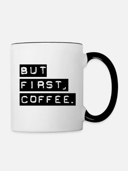 Aber erster Kaffee - Tasse zweifarbig - Weiß/Schwarz