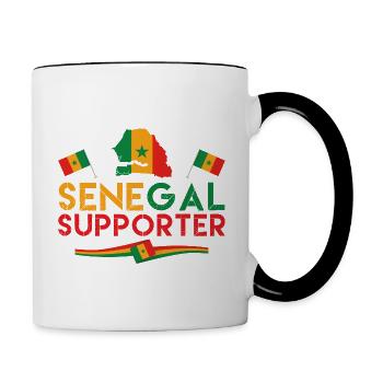Fan the Lions of Teranga. Supporter of Senegal. - Contrasting Mug - white/black - Right