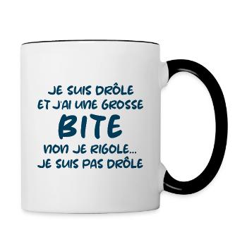 Je suis drôle et j'ai une grosse bite cadeau - Mug contrasté - blanc/noir - Droite