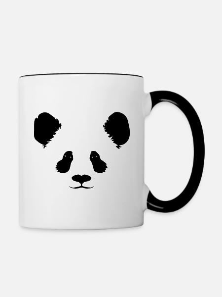Panda Gesicht - Tasse zweifarbig - Weiß/Schwarz