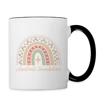 Cadeau Assistante Immoblière. assistante. - Mug contrasté - blanc/noir - Droite