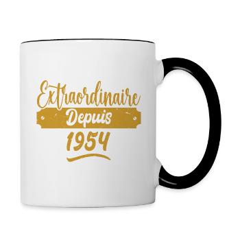 Extraordinaire Depuis 1954 | Cadeau Anniversaire - Mug contrasté - blanc/noir - Droite