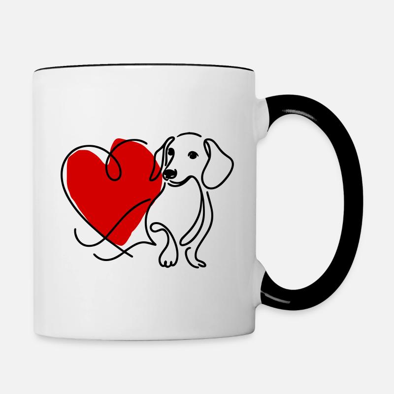 Dachshund with heart - Contrasting Mug - white/black