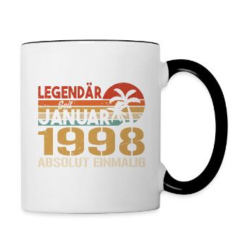 Cadeau d'anniversaire né en janvier 1998 - Mug contrasté - blanc/noir - Droite