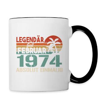 Birthday Gift - Vintage February 1974 - Contrasting Mug - white/black - Right