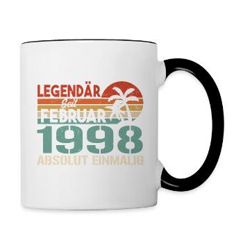 Cadeau d’anniversaire - Vintage février 1998 - Mug contrasté - blanc/noir - Droite