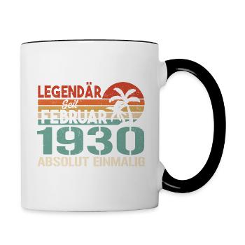 Birthday Gift - Vintage February 1930's - Contrasting Mug - white/black - Right