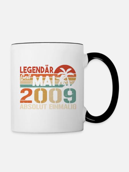 Legendär seit Mai 2009 - Geburtstag im Mai 2009 - Tasse zweifarbig - Weiß/Schwarz