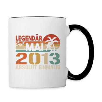 Legendär seit Mai 2013 - Geburtstag im Mai 2013 - Tasse zweifarbig - Weiß/Schwarz - Rechts