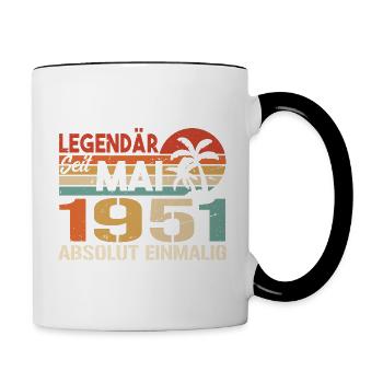 Legendary since May 1951 - Birthday in May 1951 - Contrasting Mug - white/black - Right