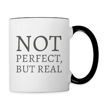 Not perfect, but real - Tasse zweifarbig - Weiß/Schwarz - Rechts