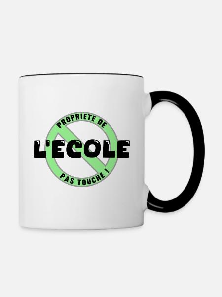 Schuleigentum, Schwarz - Tasse zweifarbig - Weiß/Schwarz