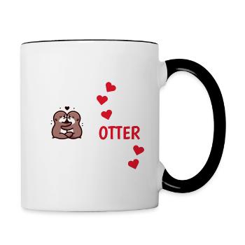 Otter half liebe geschenk - Tasse zweifarbig - Weiß/Schwarz - Rechts