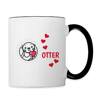 Otter half liebe geschenk - Tasse zweifarbig - Weiß/Schwarz - Rechts