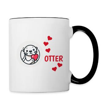 Otter half liebe geschenk - Tasse zweifarbig - Weiß/Schwarz - Rechts