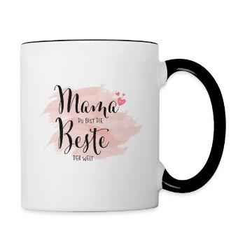Mama du bist die Beste der Welt - Tasse zweifarbig - Weiß/Schwarz - Rechts