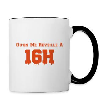 j'ai horreur qu'on me réveille à 16h du matin - Mug contrasté - blanc/noir - Droite