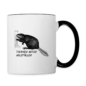 Biber Holzfäller - Tasse zweifarbig - Weiß/Schwarz - Rechts