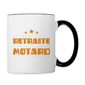 J'ai deux titres Retraite et Motard. Cadeau - Mug contrasté - blanc/noir - Droite