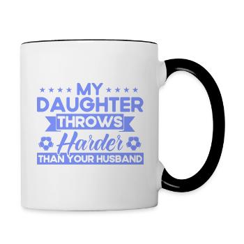 Tochter Sportfan Mutter Geschenk - Tasse zweifarbig - Weiß/Schwarz - Rechts