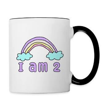 Geschenk 2 Jahre Geburtstag Ich bin 2 Jahre alt - Tasse zweifarbig - Weiß/Schwarz - Rechts
