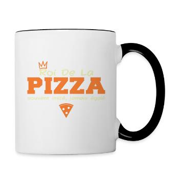 Roi de la pizza | cadeau drôle pizzaiolo - Mug contrasté - blanc/noir - Droite