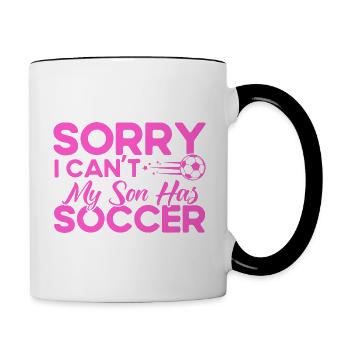 Sportfan Fußball Mama Sohn Geschenk - Tasse zweifarbig - Weiß/Schwarz - Rechts