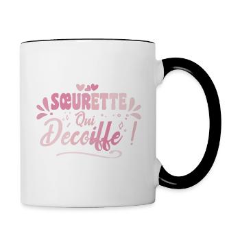 Beste Schwester, die Haarschnitte Geschenkidee Schwester - Tasse zweifarbig - Weiß/Schwarz - Rechts