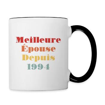 Meilleure Épouse Depuis 1994 - Anniversaire de mar - Mug contrasté - blanc/noir - Droite