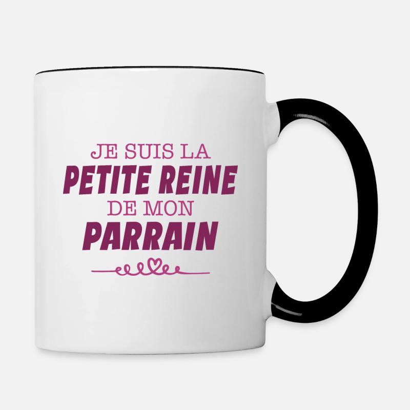 Je Suis La Petite Reine De Mon Parrain - Mug contrasté - blanc/noir