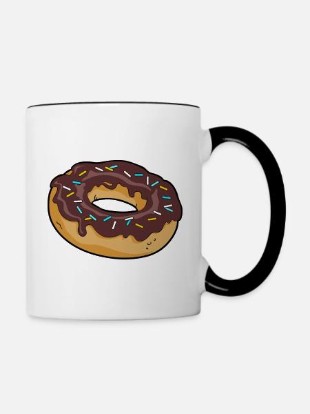 Schokolade Donut - lecker Kuchen - Tasse zweifarbig - Weiß/Schwarz
