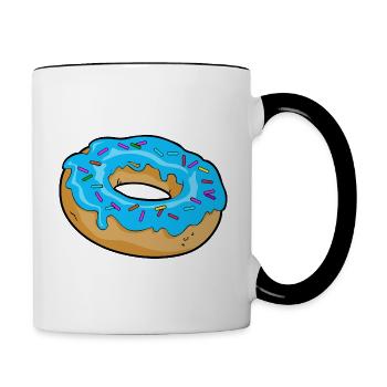 Donut Blau mit Zuckerguss - Tasse zweifarbig - Weiß/Schwarz - Rechts