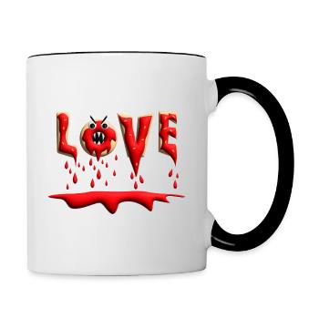 Liebes Donut sieht Rot. - Tasse zweifarbig - Weiß/Schwarz - Rechts