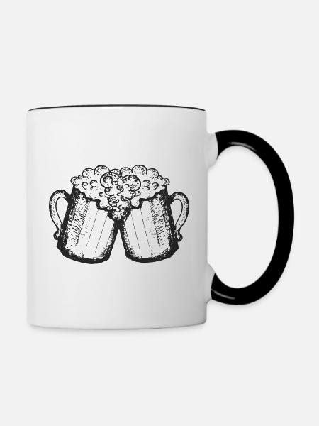Beer Krüge - Tasse zweifarbig - Weiß/Schwarz
