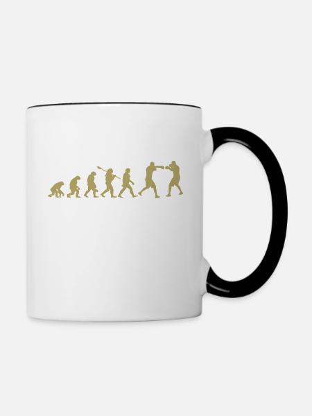 Evolution des Boxens | Boxer-Geschenk - Tasse zweifarbig - Weiß/Schwarz