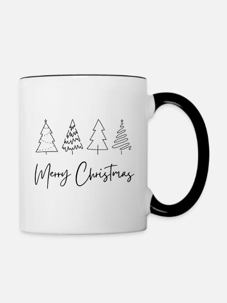 Schlicht Elegante Weihnachtsartikel - Tasse zweifarbig - Weiß/Schwarz