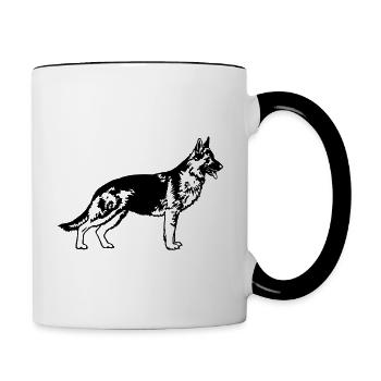 Shepherd dog straight back customizable - Contrasting Mug - white/black - Right