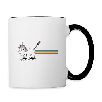 Licorne avec arc-en-ciel - Mug contrasté - blanc/noir - Droite