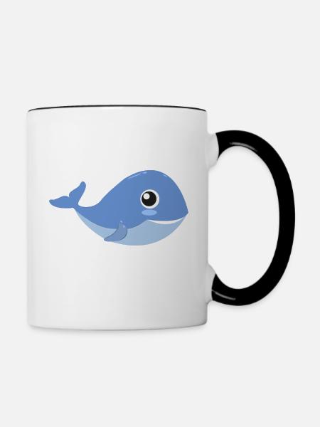 Wal Babywal Walbaby Walrettung Wale Walfisch Comic - Tasse zweifarbig - Weiß/Schwarz