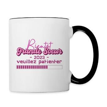 Bientôt Grande Soeur en 2023 - Mug contrasté - blanc/noir - Droite